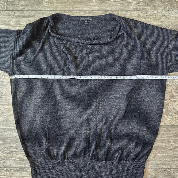 Eileen Fisher Gray Striped Lightweight Sweater Merino Wool - Picture 5 of 9